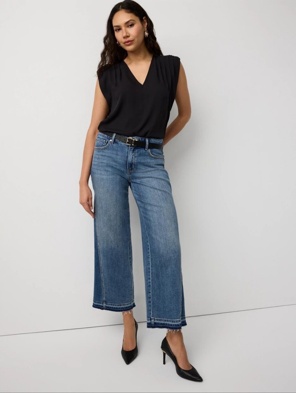 NWT WHBM Raw Hem Wide Leg Jean